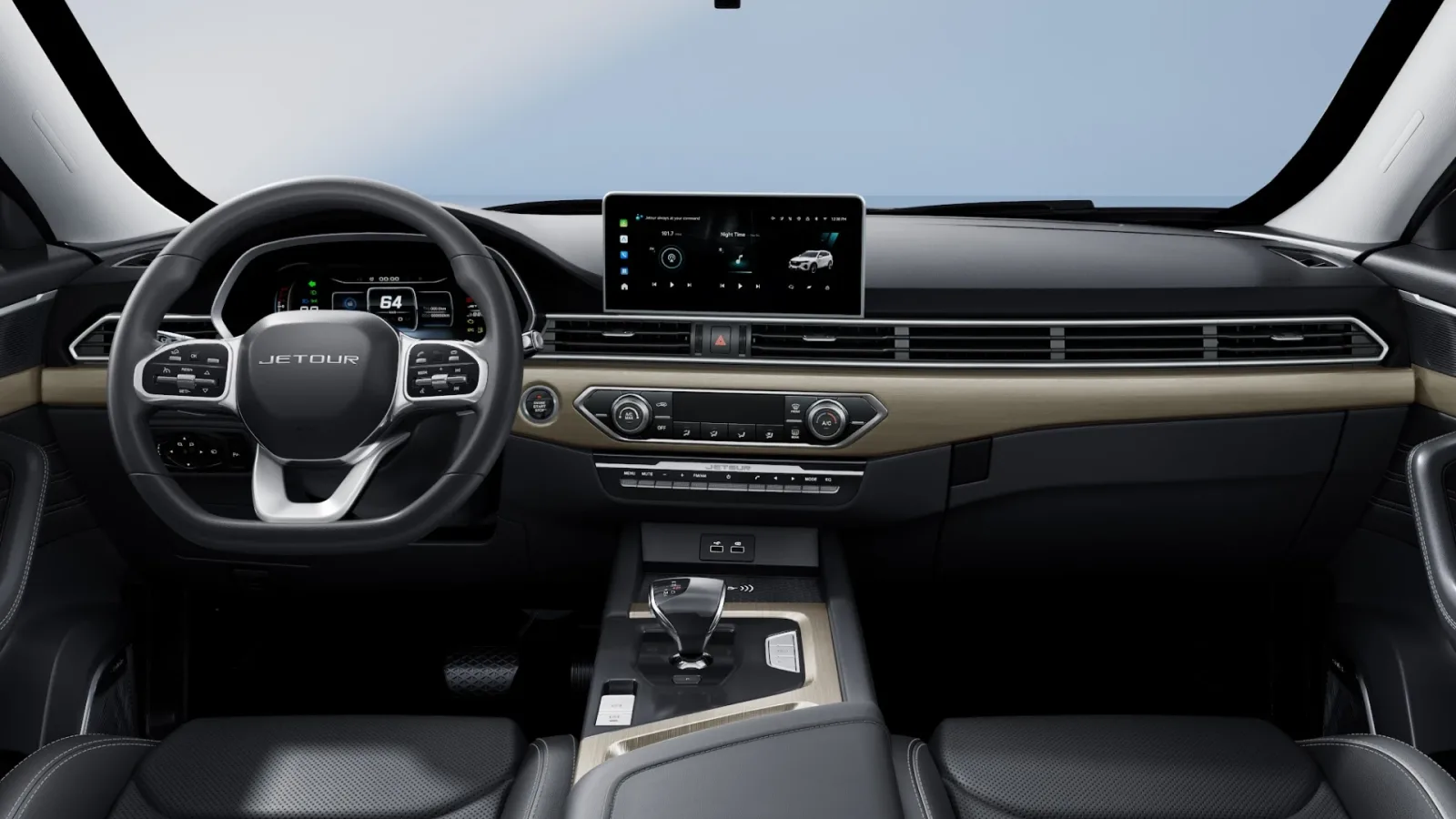 Jetour X70 cockpit with touchscreen and shifter